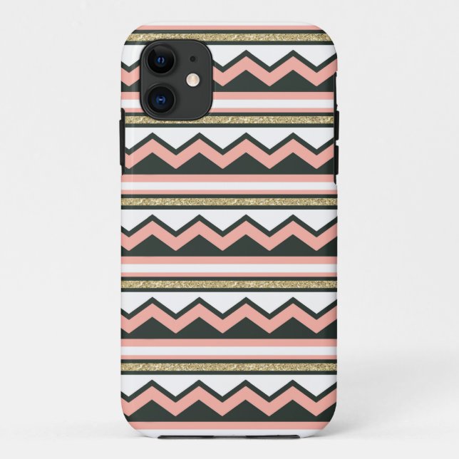 Ultra Chic Gold & Coral Chevron iPhone 5/5s Case (Back)