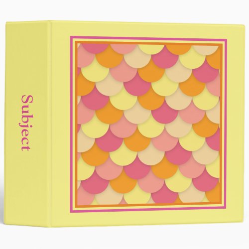 Ultra Chic Pink Yellow and Orange Layered Circles 3 Ring Binder