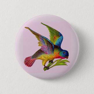 ultra colorful Victorian bird Button