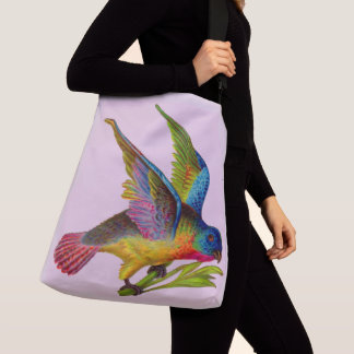 ultra colorful Victorian bird print Crossbody Bag