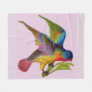 ultra colorful Victorian bird print Fleece Blanket