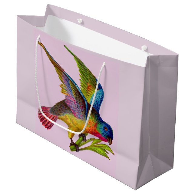 ultra colorful Victorian bird print Large Gift Bag (Front Angled)