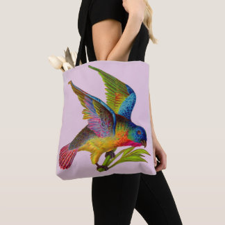 ultra colorful Victorian bird print Tote Bag
