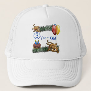 Ultra Cute 3 Year OLD Leopard Safari Birthday Trucker Hat