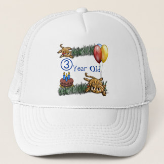 Ultra Cute 3 Year OLD Leopard Safari Birthday Trucker Hat