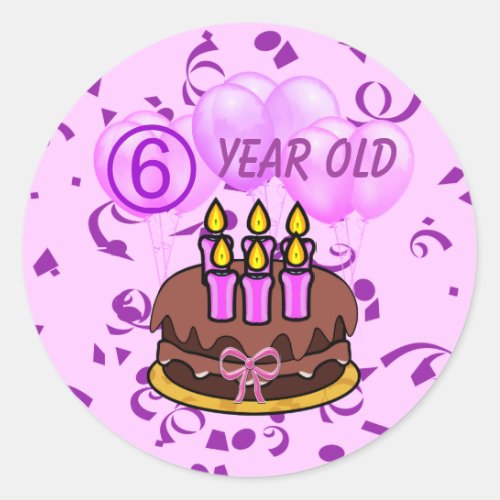 Ultra Cute 6 Year Old Birthday Cake Stickers