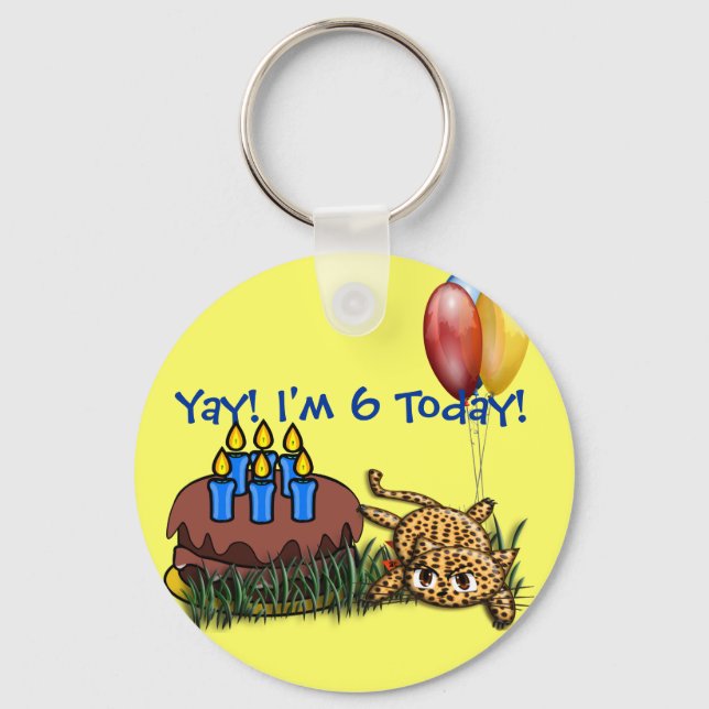 Ultra Cute  6 Year Old Leopard  Keychain Birthday (Front)