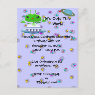 Ultra Cute Alien Birthday Invitations
