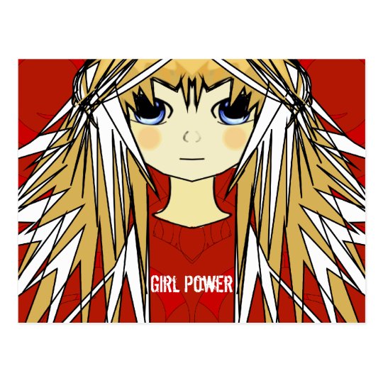 Ultra Cute Anime Blonde Long Hair Girl Power Postcard Zazzle Com