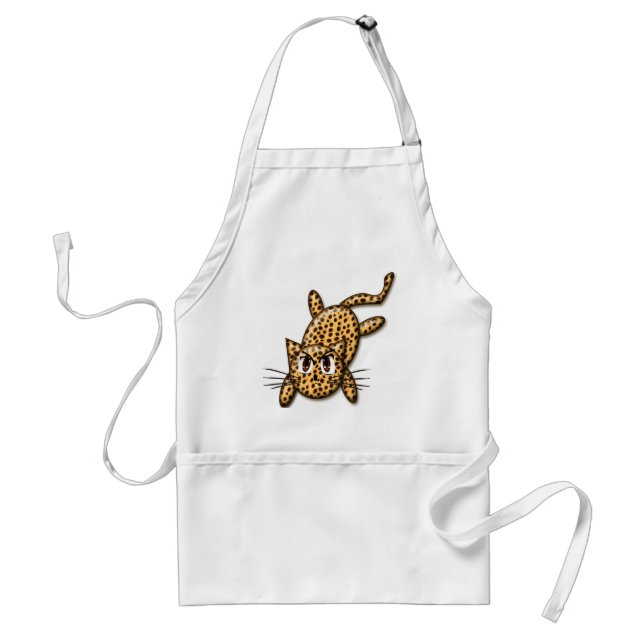 Ultra Cute Anime Leopard Kitty Adult Apron (Front)