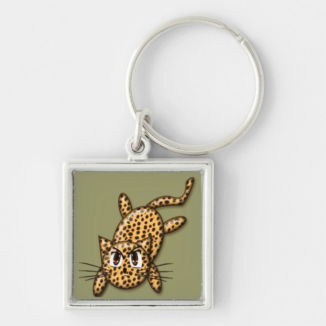 Ultra Cute Anime Leopard Kitty Keychain (Front)