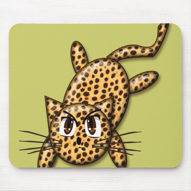 Ultra Cute Anime Leopard Kitty Mouse Pad (Front)