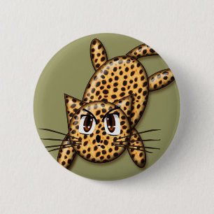 Ultra Cute Anime Leopard Kitty Pinback Button
