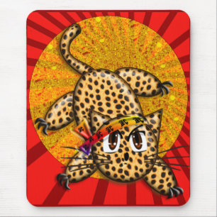 Ultra Cute Anime Leopard Kitty Rainbow Head Band Mouse Pad