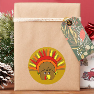 Ultra Cute Cartoon #Thanksgiving #Turkey #Sticker Classic Round Sticker