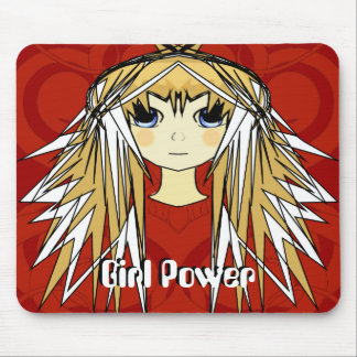 Ultra Cute Girl Power Anime Girl Wild Long Hair Mouse Pad