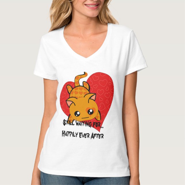 Ultra Cute Kawaii Anti Valentine Kitty T-Shirt (Front)