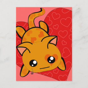 Ultra Cute Kawaii Valentine Kitty Holiday Postcard