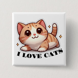 Ultra Cute Kitten I Love Cats Button