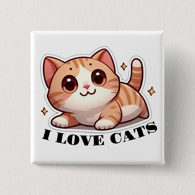 Ultra Cute Kitten I Love Cats Button (Front)