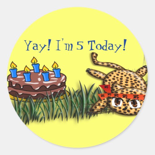 Ultra Cute Leopard Safari Birthday Invitations Classic Round Sticker
