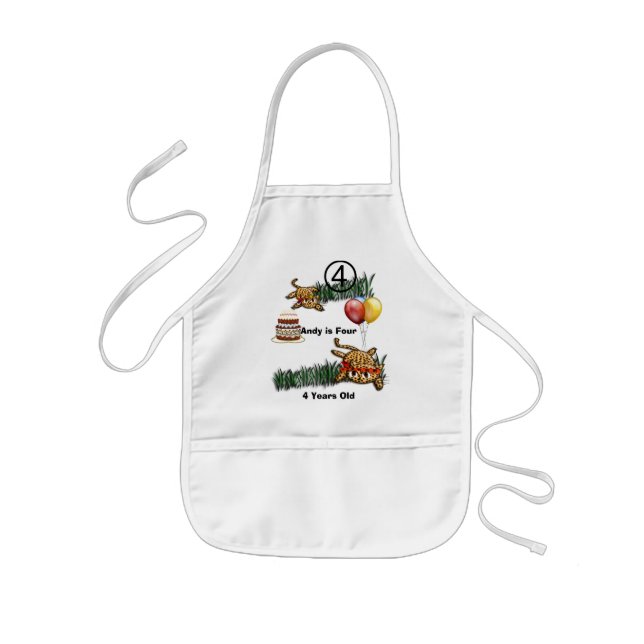 Ultra Cute Leopard Safari Birthday Invitations Kids' Apron (Front)