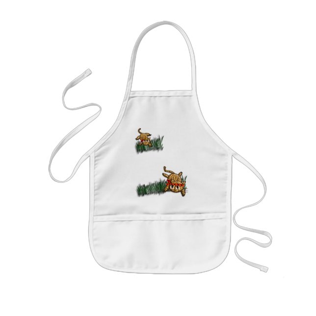 Ultra Cute Leopard Safari Birthday Invitations Kids' Apron (Front)