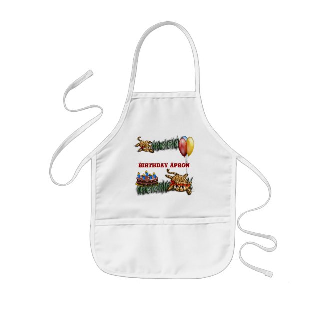 Ultra Cute Leopard Safari Birthday Invitations Kids' Apron (Front)