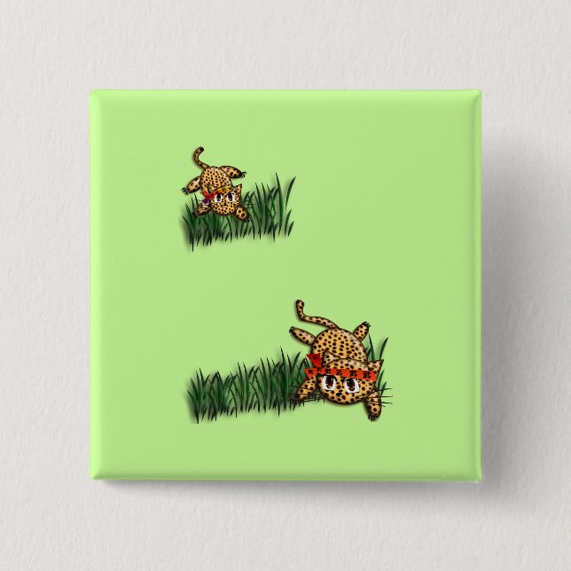 Ultra Cute Leopard Safari Birthday Invitations Pinback Button (Front)