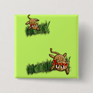 Ultra Cute Leopard Safari Birthday Invitations Pinback Button