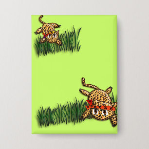 Ultra Cute Leopard Safari Birthday Invitations Pinback Button