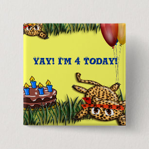 Ultra Cute Leopard Safari Birthday Invitations Pinback Button