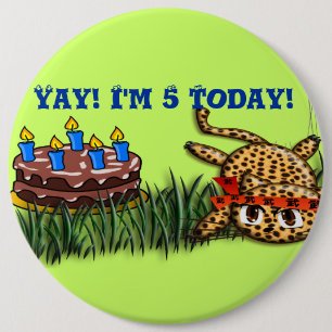 Ultra Cute Leopard Safari Birthday Invitations Pinback Button