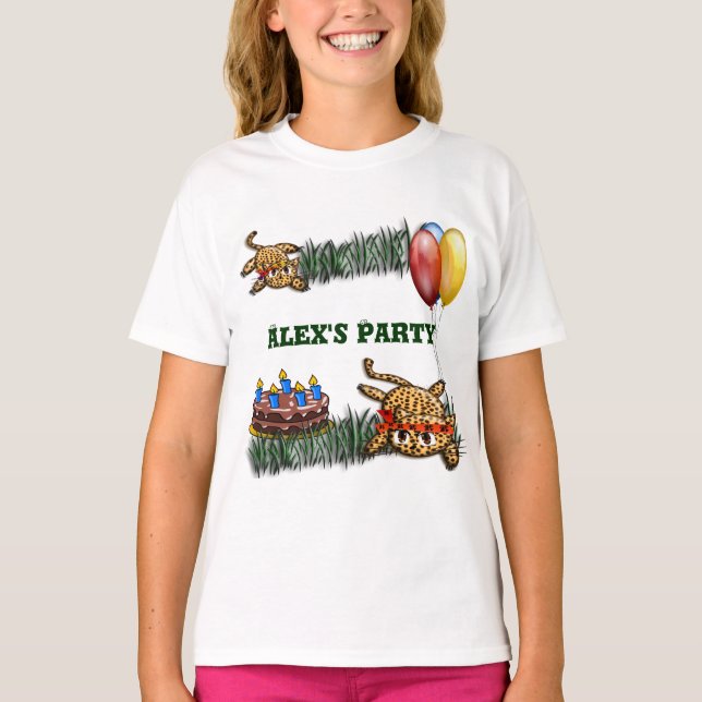Ultra Cute Leopard Safari Birthday Invitations T-Shirt (Front)