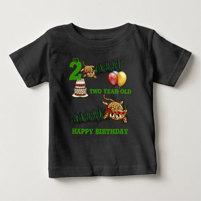 Ultra Cute Leopard Safari Birthday Invitations Wit Baby T-Shirt (Front)