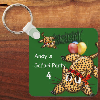 Ultra Cute Leopard Safari Birthday Invitations Wit Keychain
