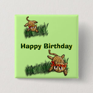 Ultra Cute Leopard Safari Birthday Invitations Wit Pinback Button