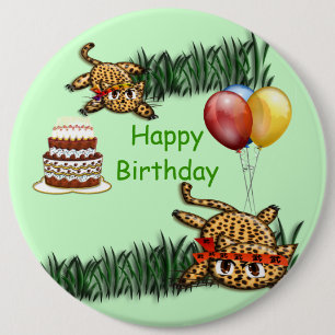 Ultra Cute Leopard Safari Birthday Invitations Wit Pinback Button