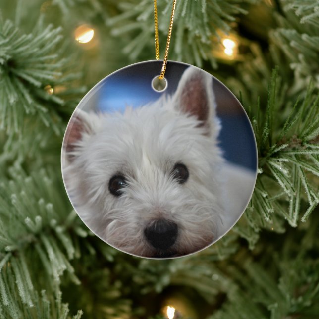 Ultra Cute Pestice Westie Terrier Ceramic Ornament (Tree)