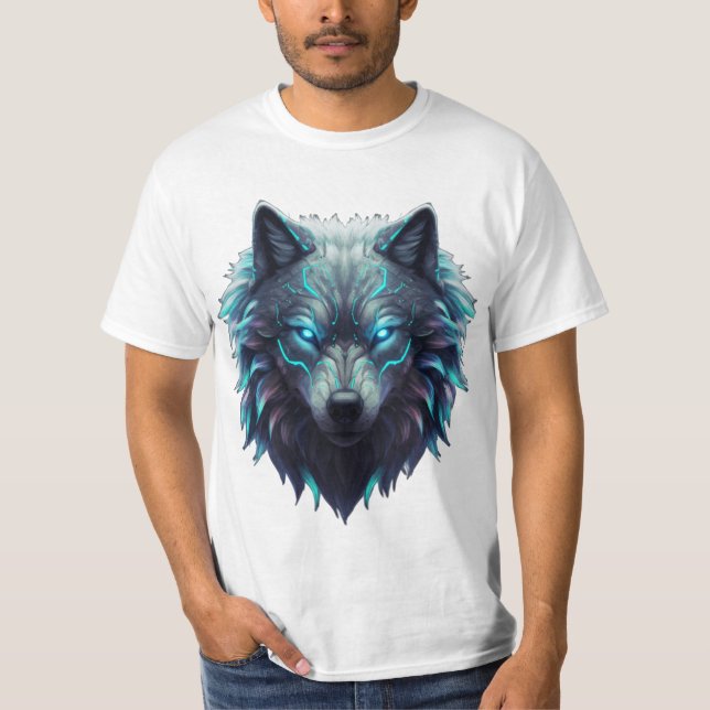 Ultra-Detailed 3D Wolf Apparel – Bold Neon Wildlif T-Shirt (Front)