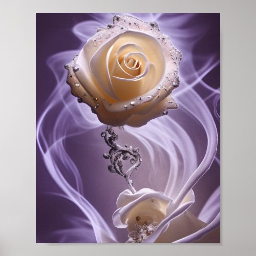 Ultra Detailed Whimsical Rose of Intricate Ivory T Poster