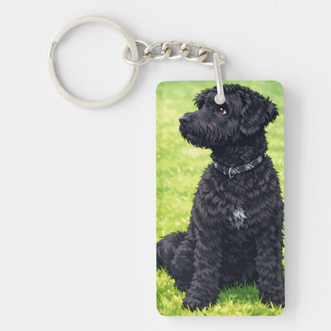 Ultra-Durable Keychain Portuguese Water Dogs Anime (Front)