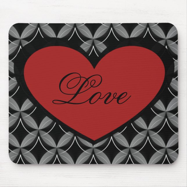 Ultra Glam Heart Mousepad, Red Mouse Pad (Front)
