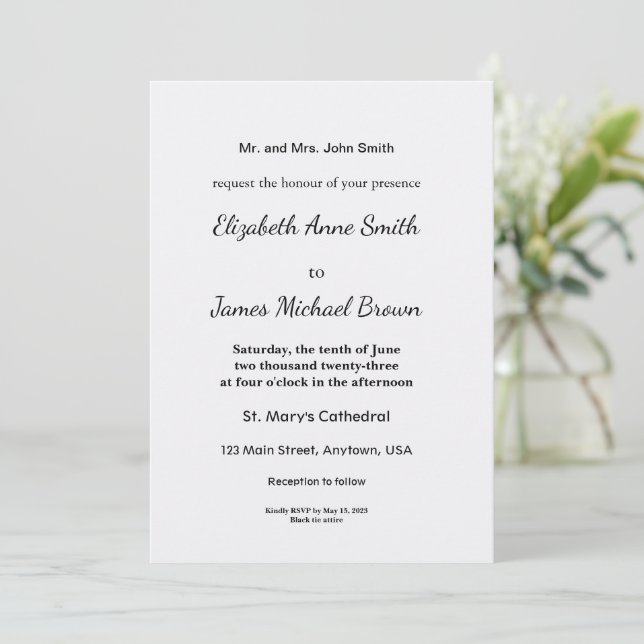 Ultra Light Gray Minimal Background Save The Date (Standing Front)