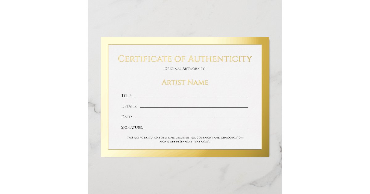 Ultra Luxe Gold Foil Certificate of Authenticity Foil Holiday Card Zazzle