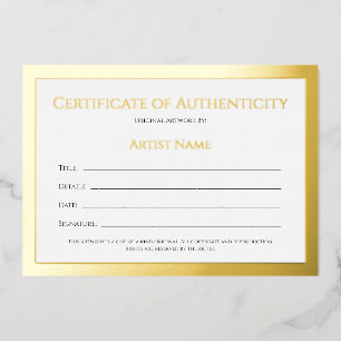 Ultra Luxe Gold Foil Certificate of Authenticity Holiday Card