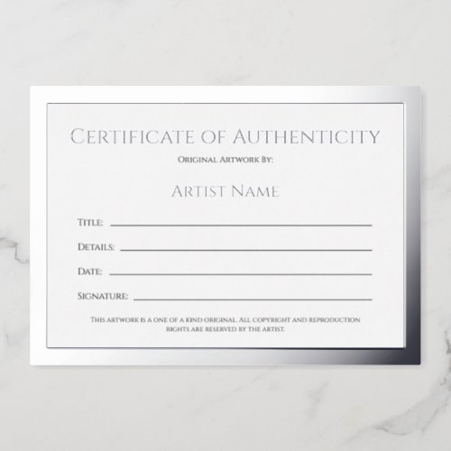 Ultra Luxe Silver Foil Certificate of Authenticity Foil Holiday Card