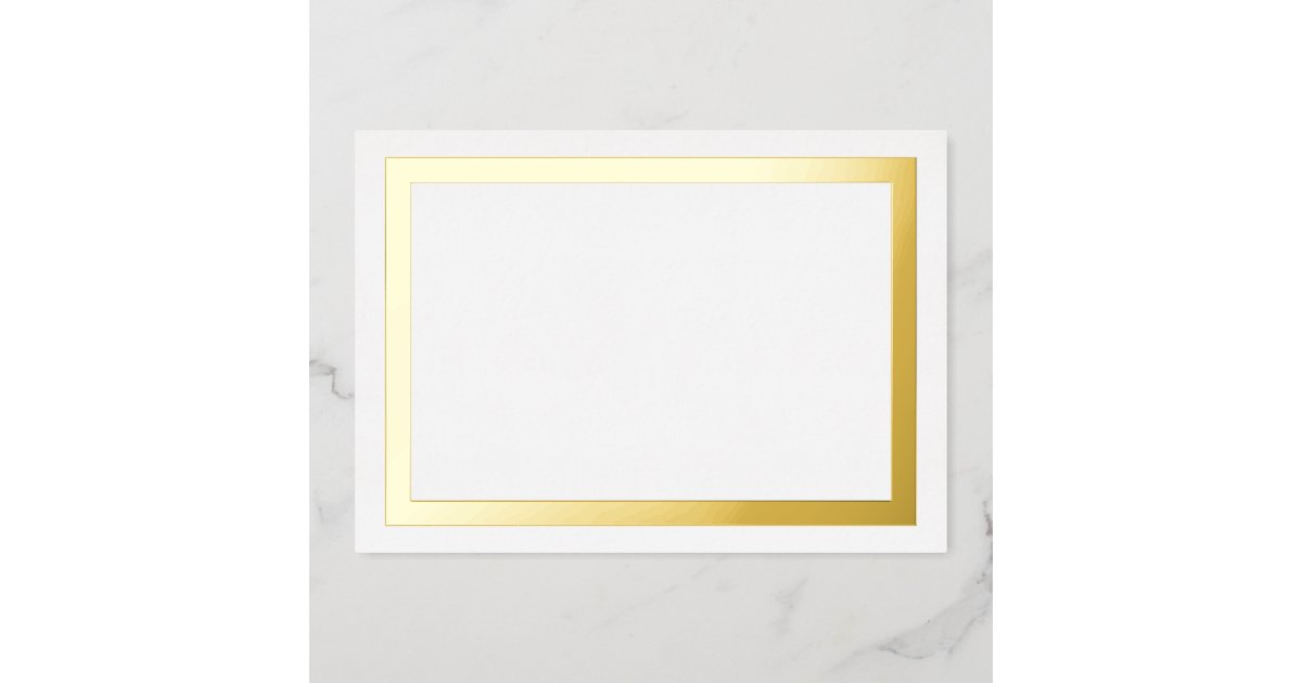 White Woodgrain With Gold Foil Border Note Cards