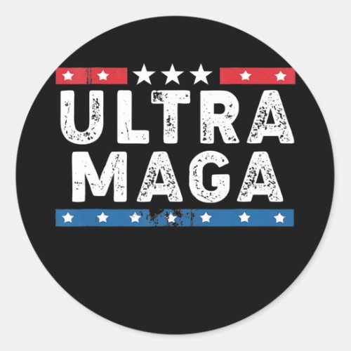 Ultra Maga America Flag Proud Ultra Maga  Classic Round Sticker