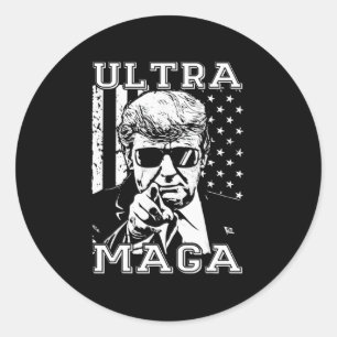 Ultra MAGA Fun Anti Biden US Flag Pro Trump Trend Classic Round Sticker